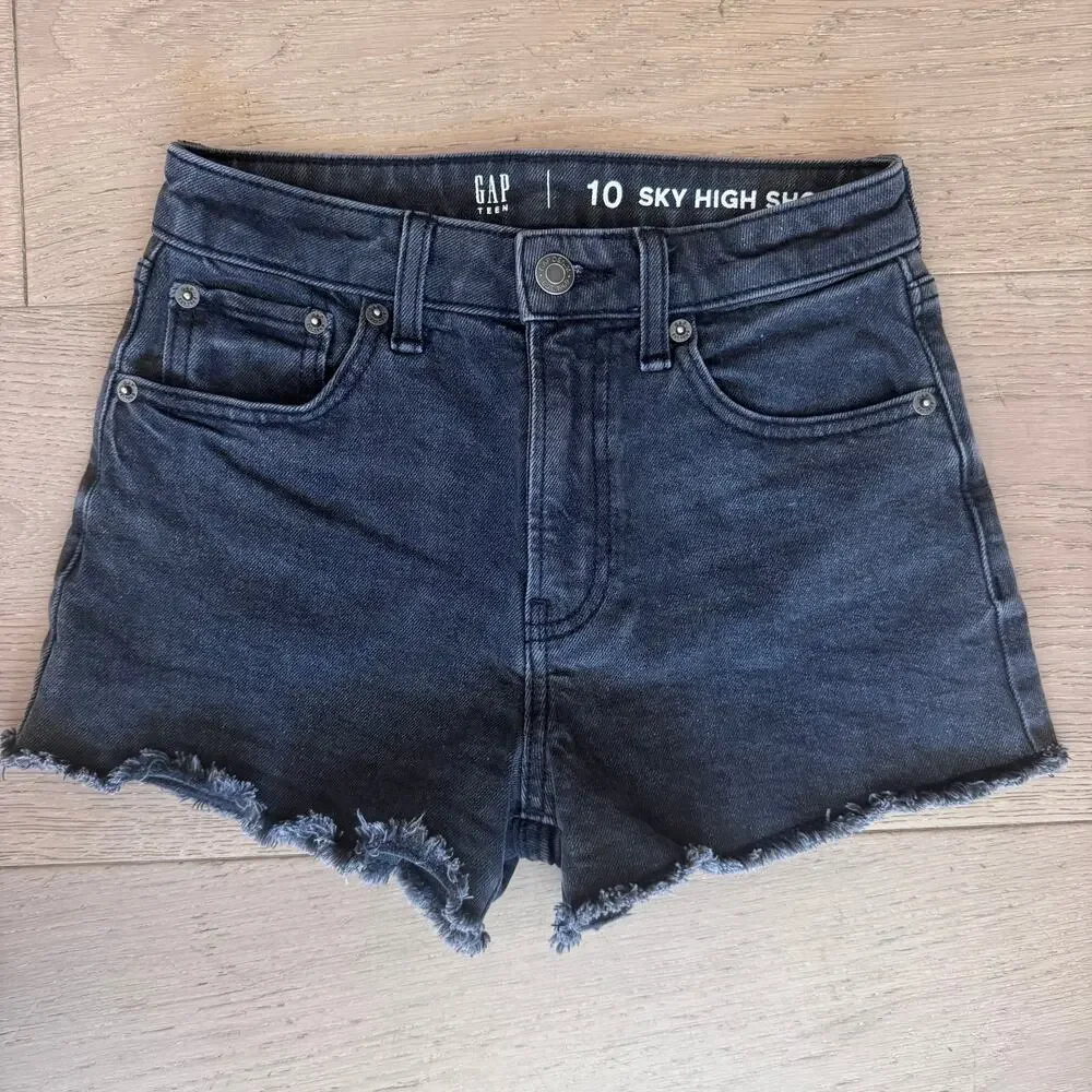 Gap Teen Sky High Denim Shorts in Black Wash size 10